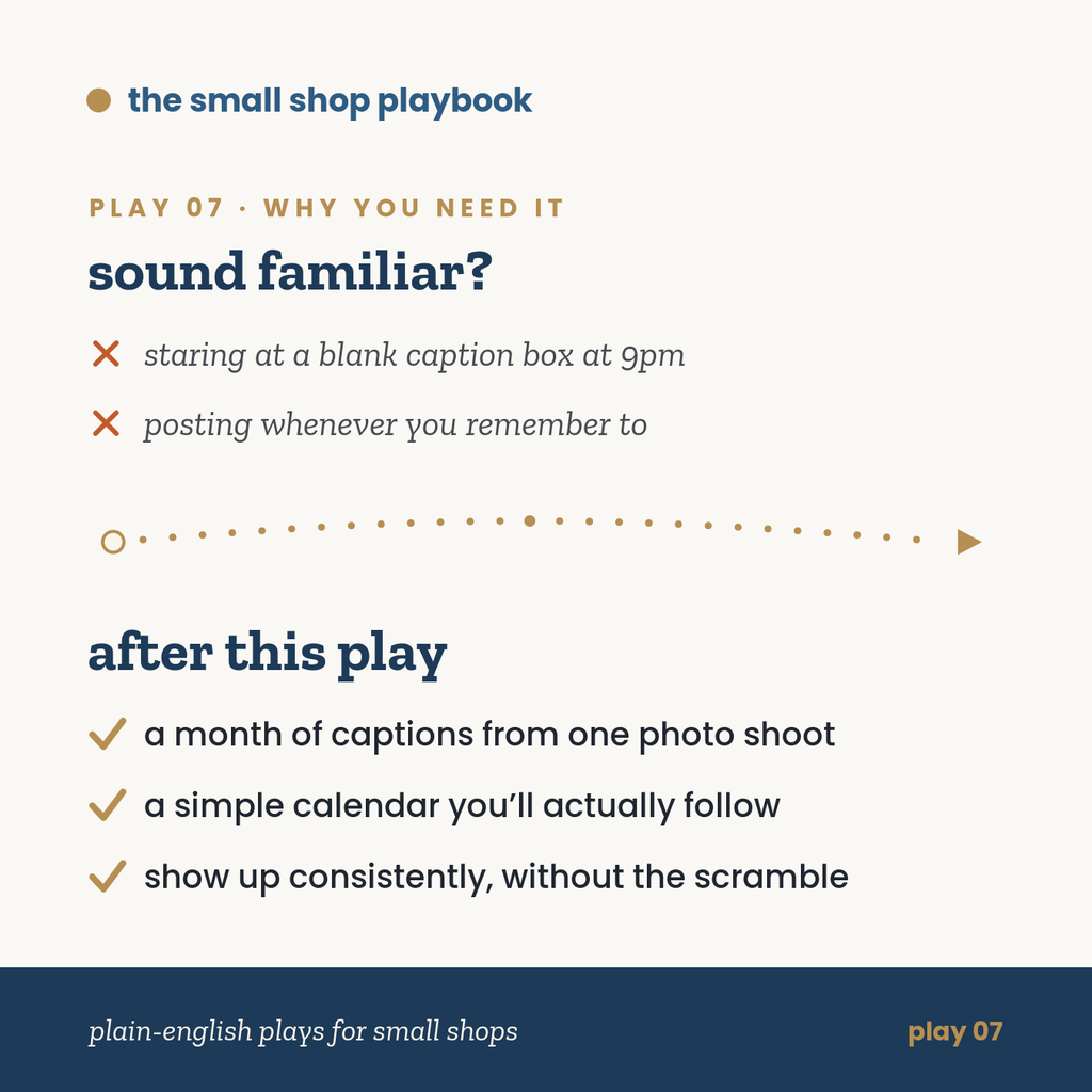 play 07 · social captions & a content calendar